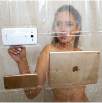 iPad Mount Clear Shower Curtain Liner Tablet or Phone Holder Waterproof EVA 180*180cm Bathroom
