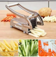 Устройство для приготовления идеального картофеля фри, металлический слайсер для нарезания картошки, овощей, фруктов соломкой, картофелерезка с 2 сменными лезвиями