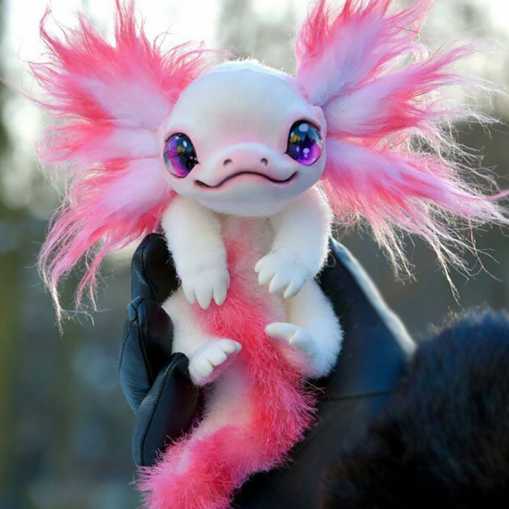Fairytale soft plush toy for children Magical Axolotl Salamander, 25 cm