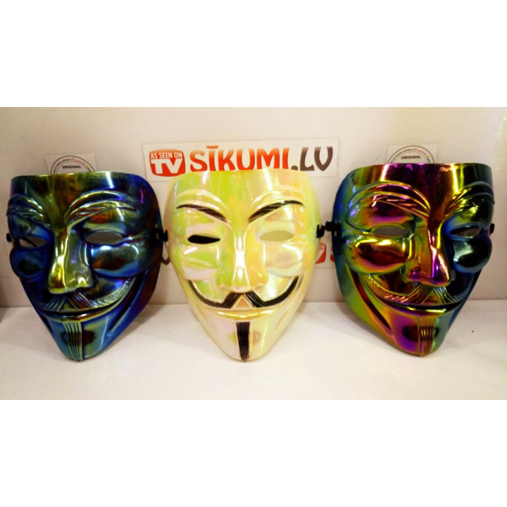 The holographic chameleon mask of the famous hacker Guy Fawkes Anonymous V For Vendetta