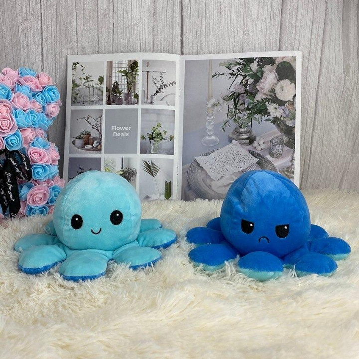 2 in 1 Octopus reversible Soft plush toy - shape-shifter, angry or funny 2 in 1 octopus soft toy with sound and LED effects