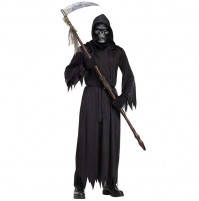 Scary carnival costume, hoodie of death, skeleton with mask for an adult