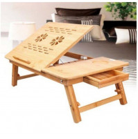 Ergonomisks saliekāms regulējams bambusa galdiņš portatīvajam datoram, brokastīm gultā