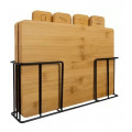 Set of bamboo cutting boards with a stand for cutting food, vegetables, fruits, fish, meat, bread, 4 pcs