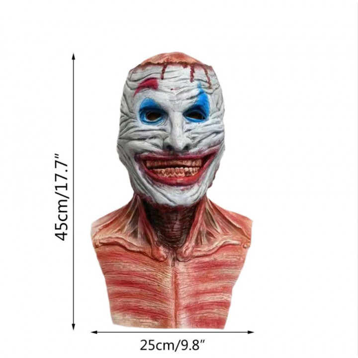 Scary Bloody Full Double Latex Joker Skeleton Mask Torn Off Face With Magnets