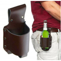 Leather bottle holder on a belt, an original gift to a man