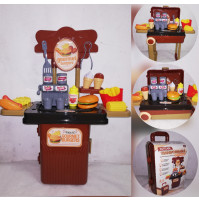 Children's play kitchen Suitcase Transformable Hamburger