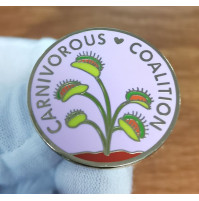 Emaljēta piezīme, piespraude poga Kukaiņēdāju Koalīcija, Carnivorous Coalition
