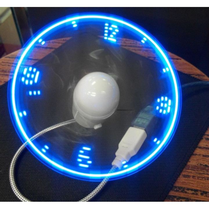 Portatīvais mini USB ventilators ar projekcijas LED pulksteni un apgaismojumu