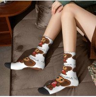 High-quality mens funny socks with the famous childhood cartoon character - Cheburashka