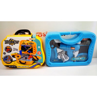 Childrens tool kit, young repairer suitcase - wrenches, screwdriver, hammer, saw, screwdrivers