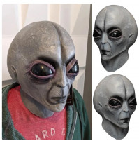 Full Latex Mask Real Alien Space UFO Green Man Party Prank