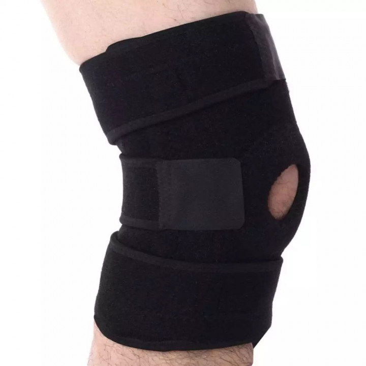 Qualitative powerfull knee support, High-quality increased fixation elastic knee pad, stabilizing knee cap retainer with three velcros