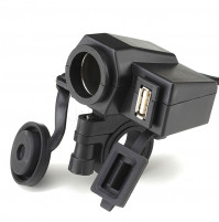 12V Waterproof Motorcycle Car Cigarette Lighter & USB Charger