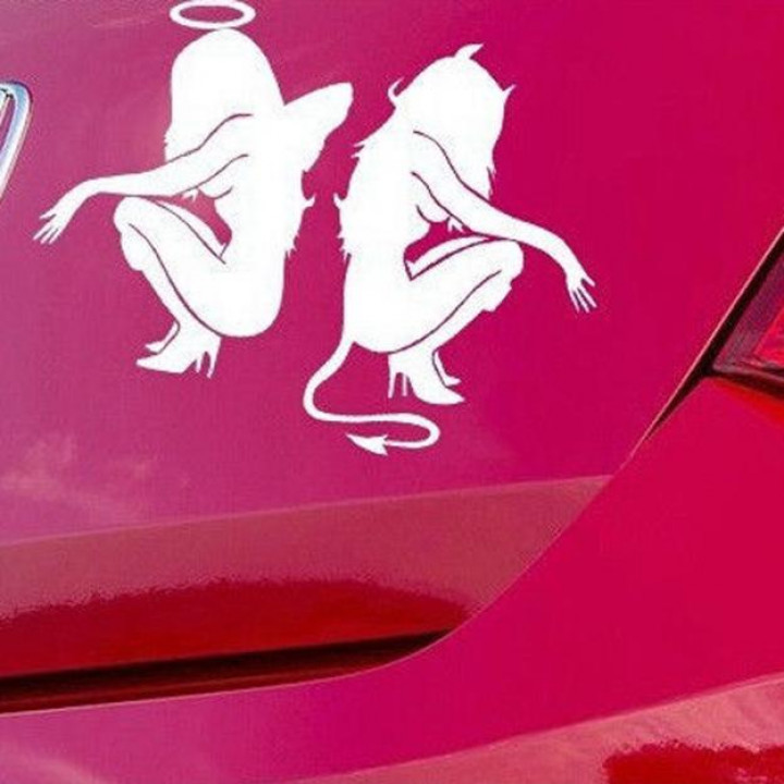 devil / angel girl sticker car decal