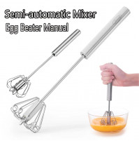 Manual mechanical hand spinning top mixer, spring-loaded rotating egg beater, 30 cm