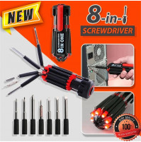 Pocket foldable screwdriver with torch 8 in 1