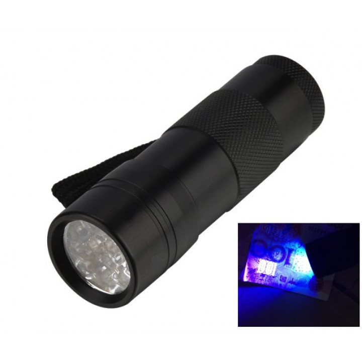 12 LED Flashlight Torch UV Ultra Violet Watermark Trademark Money Detector Light