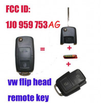 1J0 959 753 AG Folding Remote Key Fob 2B 433MHZ ID48 Chip