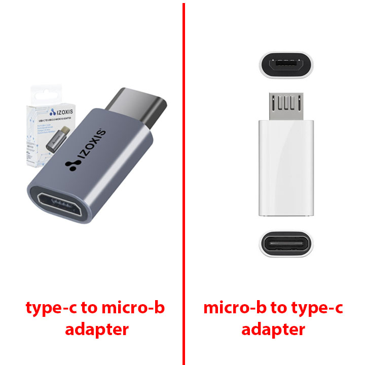 Adapters pāreja USB Type C female - micro USB male, Type C male - micro USB female