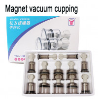 Acrylic massage cuppings with screwed vacuum pistons to remove cellulite, restore blood circulation and lymph