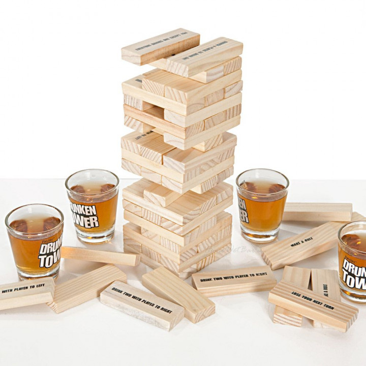 Fleau Drinking Game - Jenga - Stacking Tower - Game - Drunken / Tipsy Tower  - Drinking | bol