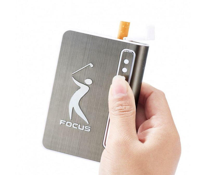 Stilīga un kompakta aluminija cigarešu etvija ar USB šķiltavām