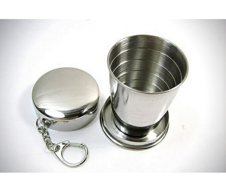 Collapsible Inox Stainless Steel Shot Glass, keyring
