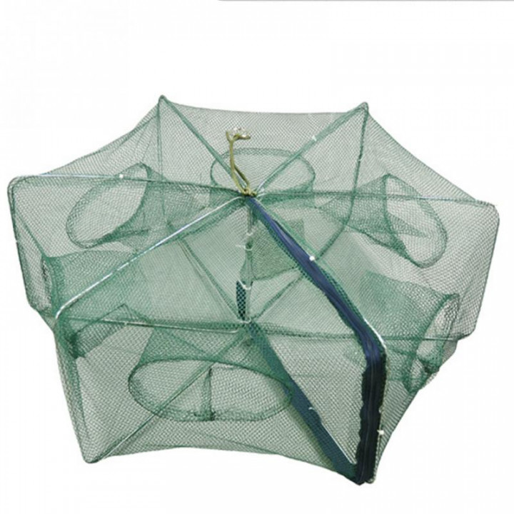 Folded Portable Hexagon 6 or 8 Hole Automatic Fishing Shrimp Trap Fishing Net Fish Shrimp Minnow Crab Baits Cast Mesh Trap