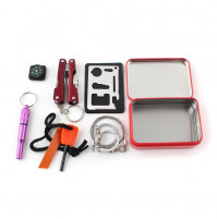Survival SOS KIT - the most important survival tools, multitool, saw, flint, compass, whistle, screwdrivers