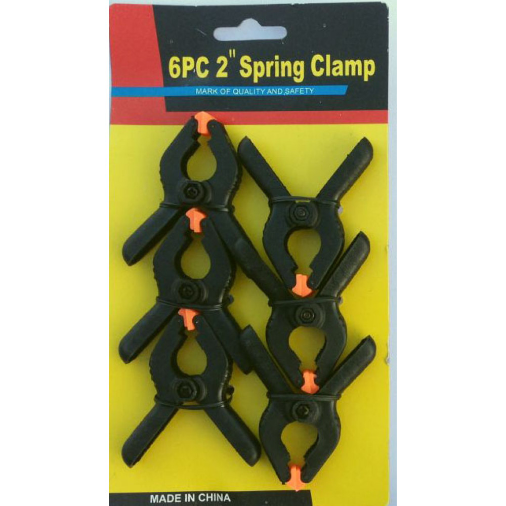 Plastic Spring Clamp clothespins for fixing wooden, plastic and glass workpieces, set 6 pcs x 5.08 cm