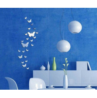 Decor for the wall of a room or office - a set of mirrored 3D-stickers, butterflies, stars or hexagons