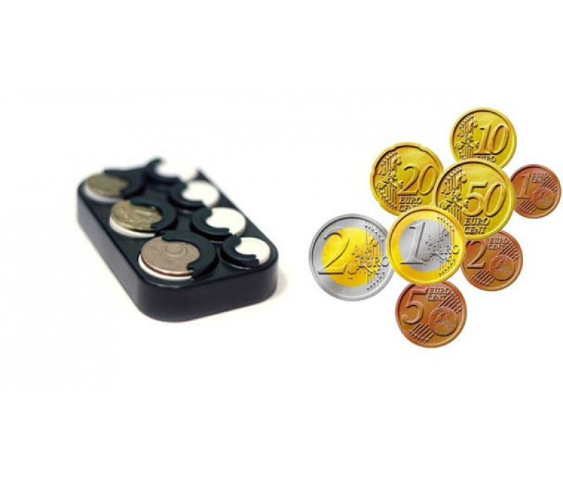 Ergonomisks monētu turētājs eiro monētām, neredzīgiem cilvēkiem, ar Braiļa šriftu