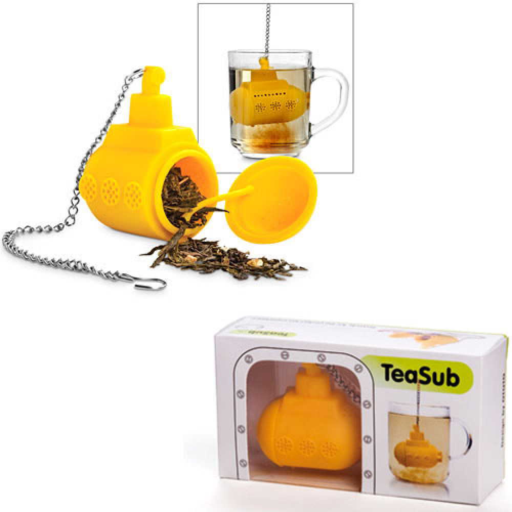 Yellow submarine tea strainer