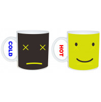 Ceramic magic mug with joyfull /sad smile, 300ml 