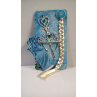 Frozen Heart's Elsa image elements: braind or wig, gloves, diadem, rod