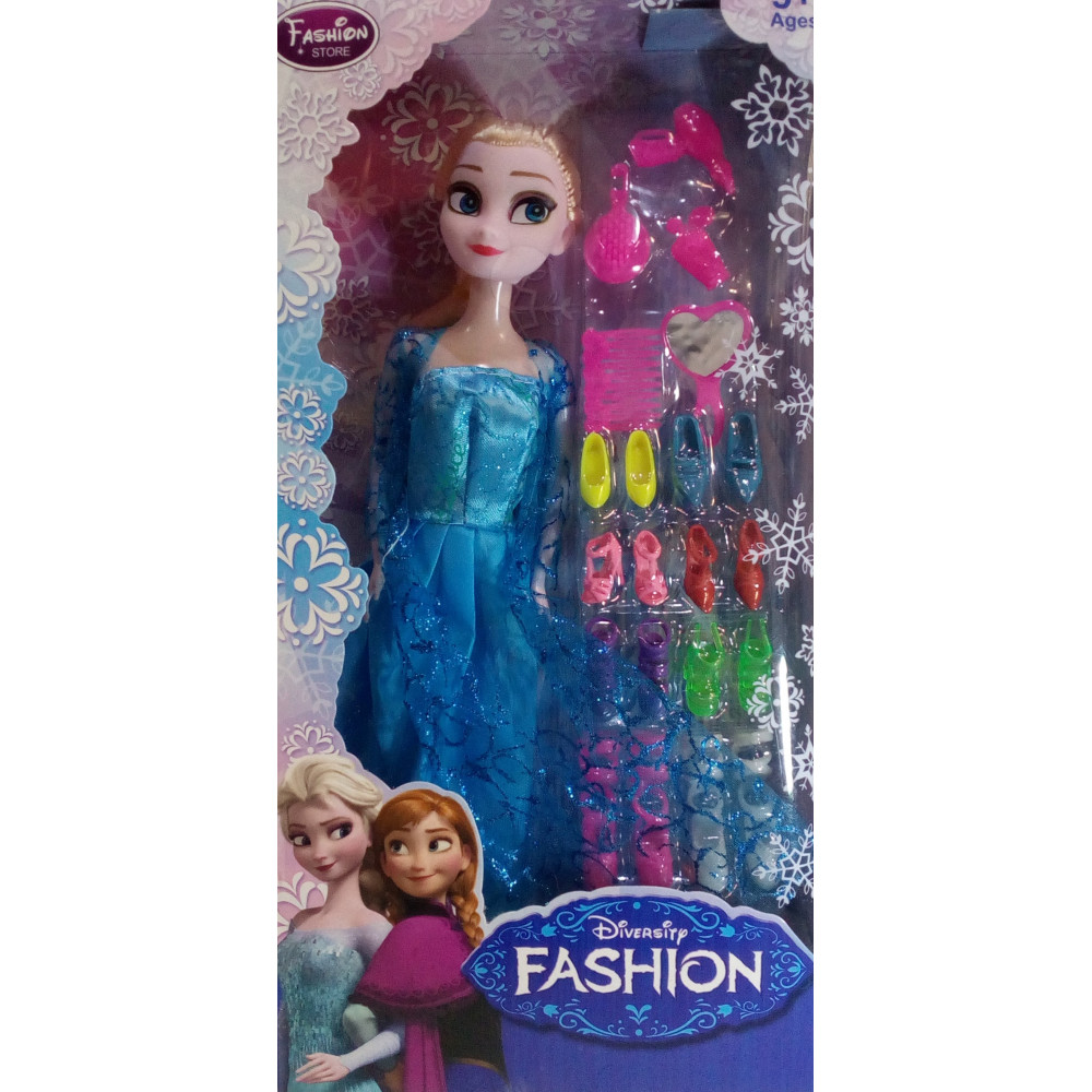 Принцесса Эльза из мультфильма "Ледяное сердце" (Frozen) с коллекцией разноцветных туфель
