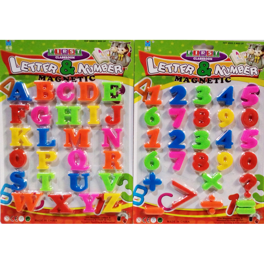 Developing set of magnetic letters and numbers