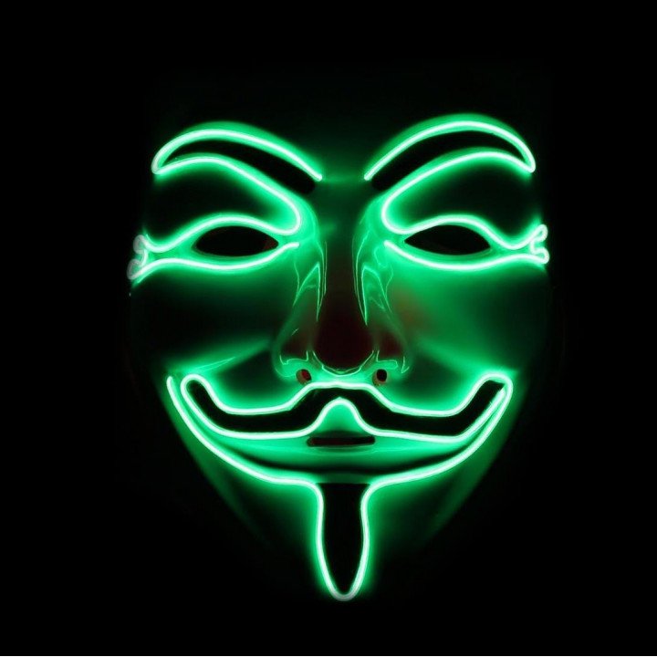 Anonymous Guy Fawkes V for Vendetta karnevāla LED neona maska anonīms hakera aizsargmaska