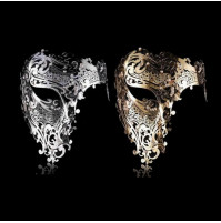 Classical delicate openwork metal lace half mask