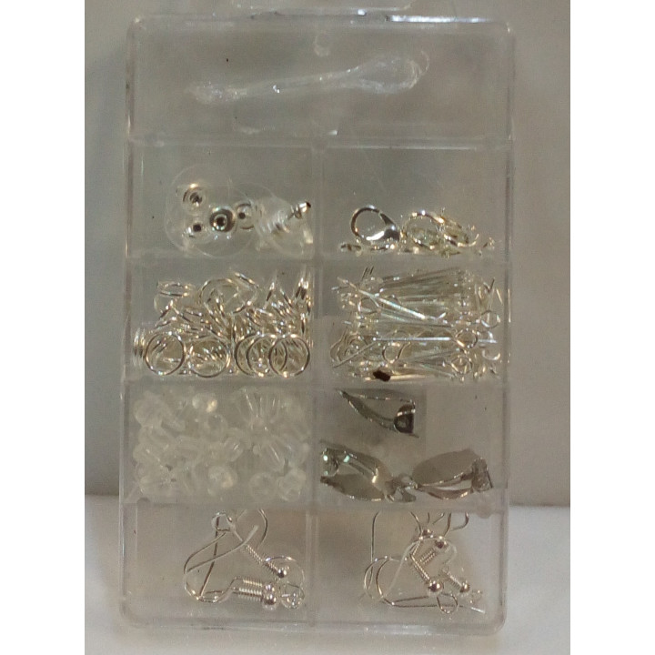 A set of accessories for jewellry - various hooks, rings, line, clips