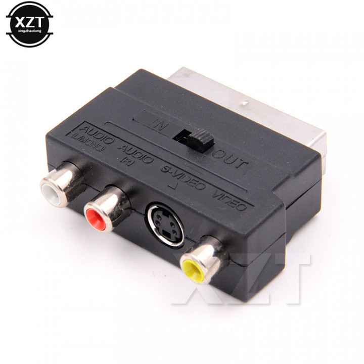 RGB Scart to Composite RCA S-Video AV TV Audio Adapter Connecter