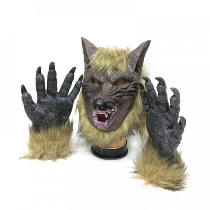 Creepy Full Face Werewolf Latex Mask and Wolf Claws