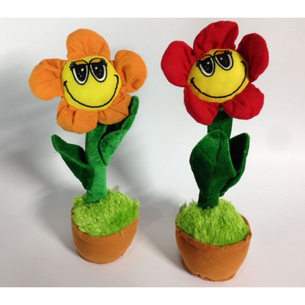 Soft toy - a plush singing and dancing flower in a pot, an original gift for relatives, friends, a child