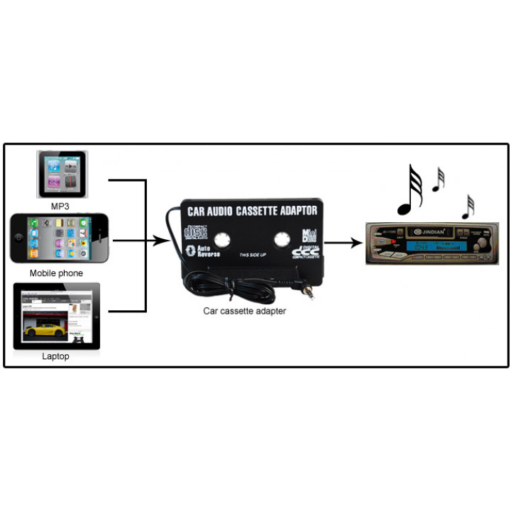 Auto mp3 kasešu adapteris mūzikas klausīšanai magnitofonā ar kasešu ligzdu, pāreja no kasetes uz 3.5 mm audio mini jack, bluetooth kasešu adapteris