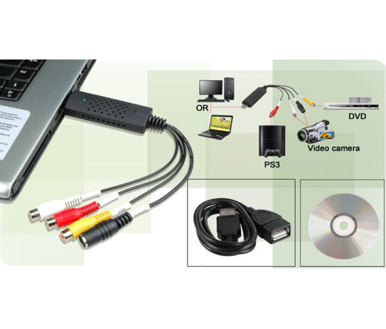  Audio un video grabber pārrakstīšanai digitālā formātā USB adapteris Easy Cap