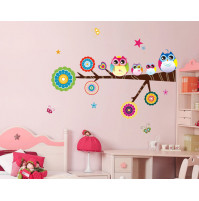 Bērnu istabas sienas dekors - uzlīmes Pūces uz zara