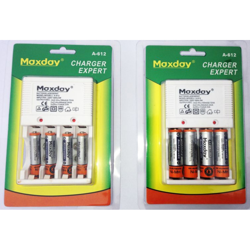 Зарядное устройство Maxday Charger Expert с 4 x AA 4500 mAh или 4 x AAA 4500 mAh батареями аккумуляторами