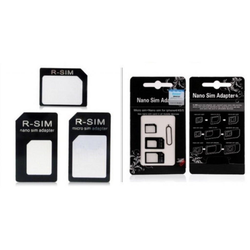 3 in 1 Nano SIM to Micro SIM / Standard mini SIM Card Adapter Set, White - адаптер для СИМ карты