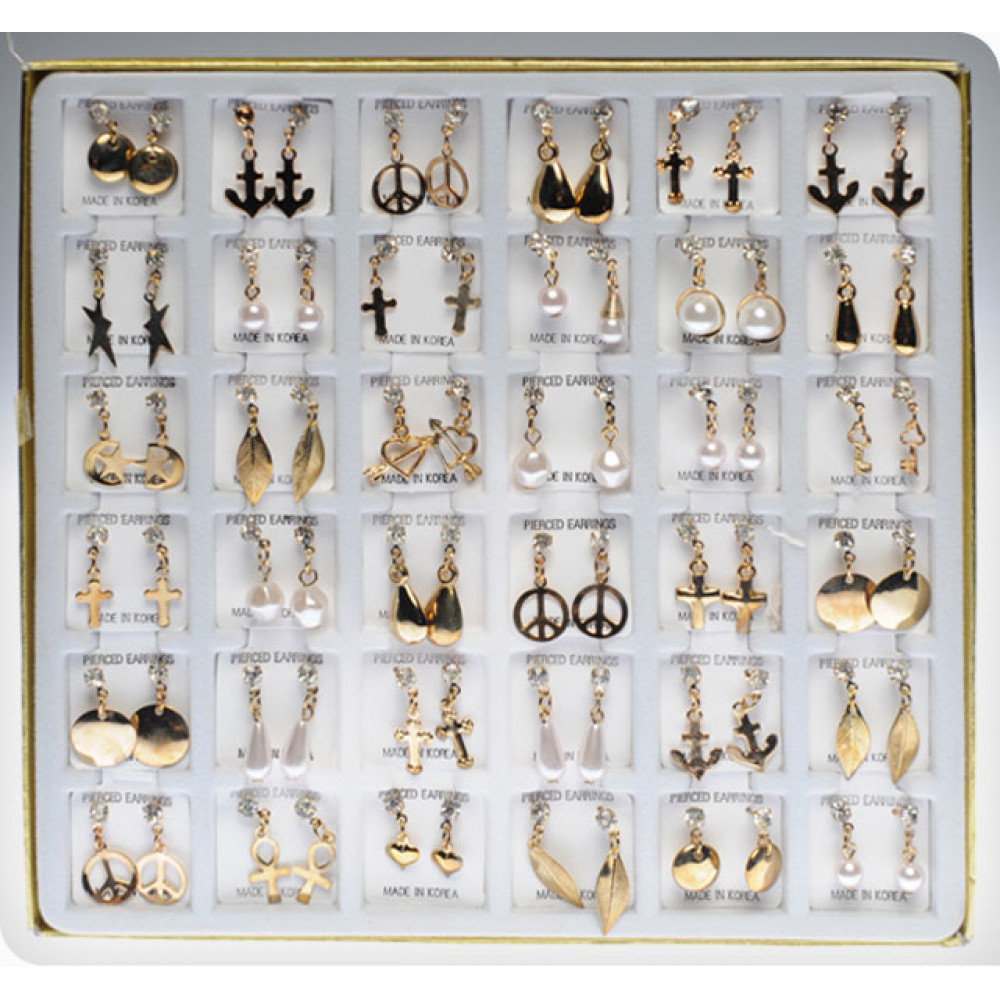 Стильный набор из 36 пар сережек, сережки разного дизайна - бижутерия